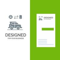 Car Transport Man Technology Grey Logo Design and Business Card Template vector