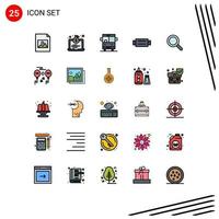 Pack of 25 Modern Filled line Flat Colors Signs and Symbols for Web Print Media such as magnifying glass education man belt Editable Vector Design Elements