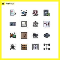 16 iconos creativos signos y símbolos modernos de hardware de comunicación cinta de correr gadget computadoras elementos de diseño de vectores creativos editables