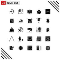 Universal Icon Symbols Group of 25 Modern Solid Glyphs of list waste lab glassware pollution digital Editable Vector Design Elements