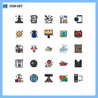 Set of 25 Modern UI Icons Symbols Signs for development coding cooking app light Editable Vector Design Elements