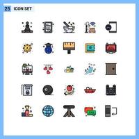 Set of 25 Modern UI Icons Symbols Signs for development coding cooking app light Editable Vector Design Elements