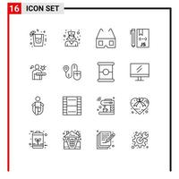 Set of 16 Modern UI Icons Symbols Signs for stages disease stereo virus development Editable Vector Design Elements