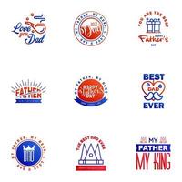 Happy fathers day 9 Blue and red vintage retro type font Illustrator eps10 Editable Vector Design Elements