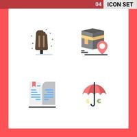 Pictogram Set of 4 Simple Flat Icons of cream back to school sweet pin education Editable Vector Design Elements