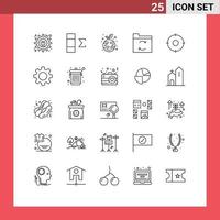 Set of 25 Modern UI Icons Symbols Signs for basic position plant military sync Editable Vector Design Elements