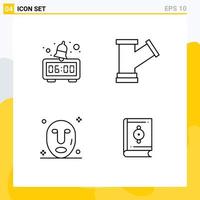 4 User Interface Line Pack of modern Signs and Symbols of alarm spa pipe water muslim Editable Vector Design Elements