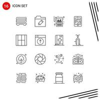 Mobile Interface Outline Set of 16 Pictograms of design online financial legal internet Editable Vector Design Elements