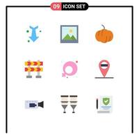 9 User Interface Flat Color Pack of modern Signs and Symbols of camera placeholder pumpkin women sign feminism Editable Vector Design Elements