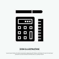 Pen Calculator Scale Education Solid Black Glyph Icon vector