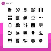 Solid Glyph Pack of 25 Universal Symbols of calc office sweets house building Editable Vector Design Elements