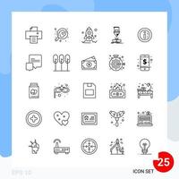 Modern Pack of 25 Icons. Line Outline Symbols isolated on White Backgound for Website designing vector