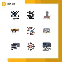 9 Universal Filledline Flat Colors Set for Web and Mobile Applications scale micrometer science measure logo Editable Vector Design Elements