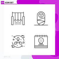 Line Icon set. Pack of 4 Outline Icons isolated on White Background for Web Print and Mobile. vector