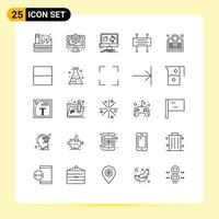 paquete de iconos vectoriales de stock de 25 signos y símbolos de línea para la construcción de barreras de construcción configuración de barricadas banner de construcción instalar elementos de diseño vectorial editables vector