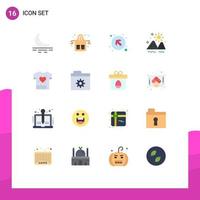 Pictogram Set of 16 Simple Flat Colors of gym sea arrow outdoor landscape Editable Pack of Creative Vector Design Elements