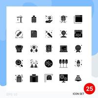 Set of 25 Vector Solid Glyphs on Grid for mac transportation buy train protecting Editable Vector Design Elements