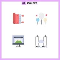 Set of 4 Commercial Flat Icons pack for islam computer prayer celebration image Editable Vector Design Elements