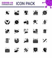 Simple Set of Covid19 Protection Blue 25 icon pack icon included medical ambulance restaurant sick man viral coronavirus 2019nov disease Vector Design Elements