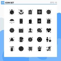 25 User Interface Solid Glyph Pack of modern Signs and Symbols of cells data protect computing computation Editable Vector Design Elements