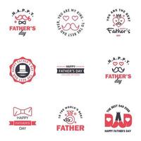 Happy fathers day 9 Black and Pink vintage retro type font Illustrator eps10 Editable Vector Design Elements