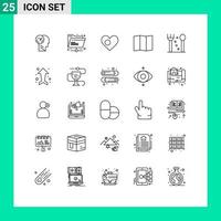 25 Universal Lines Set for Web and Mobile Applications fork map shared location country Editable Vector Design Elements