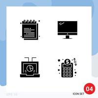 Thematic Vector Solid Glyphs and Editable Symbols of academy pc study monitor data Editable Vector Design Elements