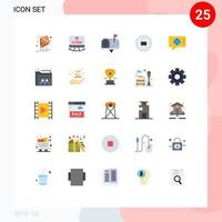 Pictogram Set of 25 Simple Flat Colors of world mail contact message business Editable Vector Design Elements