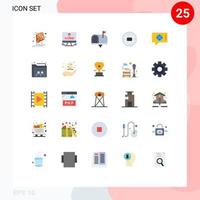 Pictogram Set of 25 Simple Flat Colors of world mail contact message business Editable Vector Design Elements