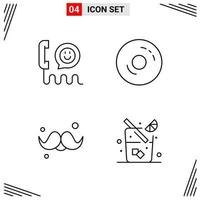 4 Icons Line Style. Grid Based Creative Outline Symbols for Website Design. Simple Line Icon Signs Isolated on White Background. 4 Icon Set. vector