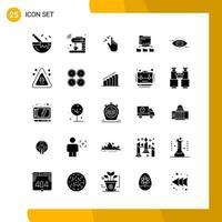 25 Icon Set. Solid Style Icon Pack. Glyph Symbols isolated on White Backgound for Responsive Website Designing. vector