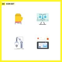 Pictogram Set of 4 Simple Flat Icons of glove factory cold tecnology mechanism Editable Vector Design Elements