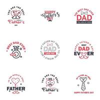 9 Black and Pink Happy Fathers Day Design Collection A set of twelve brown colored vintage style Fathers Day Designs on light background Editable Vector Design Elements