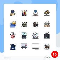 símbolos de iconos universales grupo de 16 líneas modernas llenas de colores planos de carpeta carpeta de fuego altavoz de internet gdpr elementos de diseño de vectores creativos editables