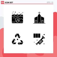 Modern Set of Solid Glyphs and symbols such as calendar eco cup church environment Editable Vector Design Elements