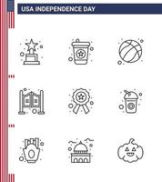 9 Creative USA Icons Modern Independence Signs and 4th July Symbols of sign police football badge saloon Editable USA Day Vector Design Elements