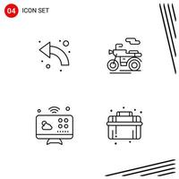 Collection of 4 Vector Icons in Line style. Pixle Perfect Outline Symbols for Web and Mobile. Line Icon Signs on White Background. 4 Icons.