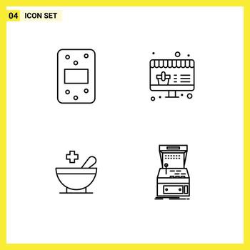 4 Line concept for Websites Mobile and Apps flour arcade online medical game Editable Vector Design Elements