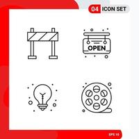 Creative Set of 4 Universal Outline Icons isolated on White Background. vector