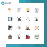 16 Flat Color concept for Websites Mobile and Apps minidisc devices certificate tablet configuration Editable Pack of Creative Vector Design Elements