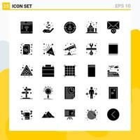 Collection of 25 Universal Solid Icons. Icon Set for Web and Mobile. vector