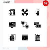 9 Universal Solid Glyphs Set for Web and Mobile Applications connection local gesture technology connection Editable Vector Design Elements