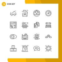 Modern Set of 16 Outlines and symbols such as page develop leaf browser ecommerce Editable Vector Design Elements