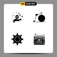 Universal Icon Symbols Group of 4 Modern Solid Glyphs of hand vehicles dollar vehicles vehicle maintenance Editable Vector Design Elements