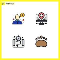 Stock Vector Icon Pack of 4 Line Signs and Symbols for help location support location badge Editable Vector Design Elements