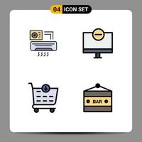 Mobile Interface Filledline Flat Color Set of 4 Pictograms of air buy room gadget shop Editable Vector Design Elements