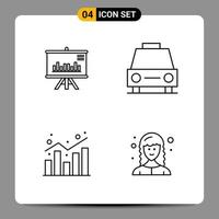 4 Black Icon Pack Outline Symbols Signs for Responsive designs on white background. 4 Icons Set. vector