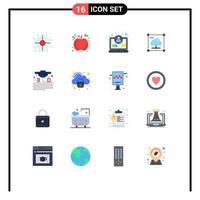 Pictogram Set of 16 Simple Flat Colors of material network concept secure share Editable Pack of Creative Vector Design Elements