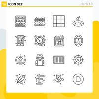 colección de 16 iconos de líneas universales. conjunto de iconos para web y móvil. vector