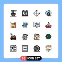 Modern Set of 16 Flat Color Filled Lines and symbols such as delivery configure arrow computing setting Editable Creative Vector Design Elements